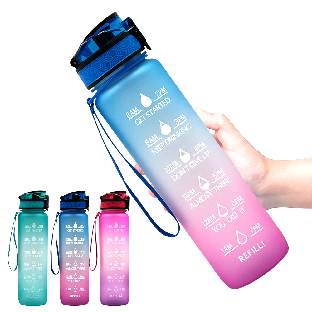 1L Tritan Water Bottle With Time Marker Bounce Cover Motivational Water Bottle Cycling Leakproof Cup For Sports Fitness Bottles - Image 19