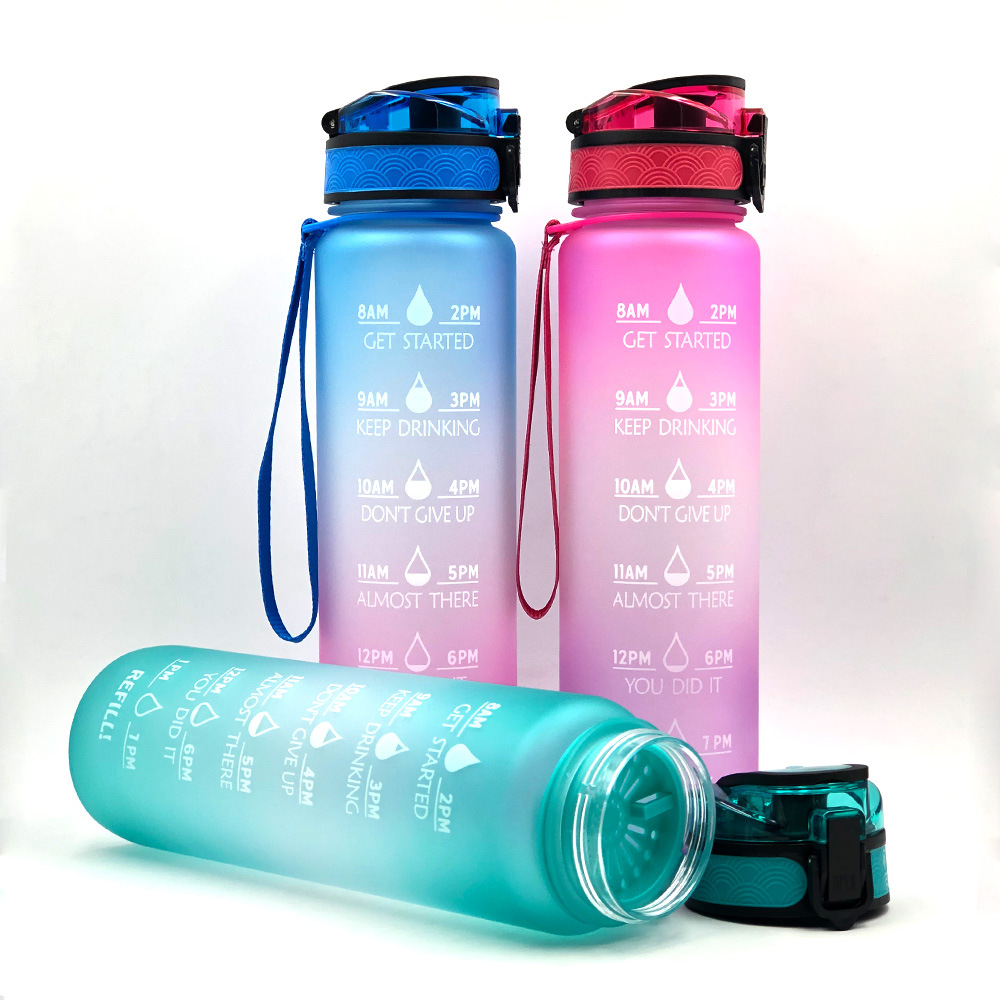 1L Tritan Water Bottle With Time Marker Bounce Cover Motivational Water Bottle Cycling Leakproof Cup For Sports Fitness Bottles - Image 21
