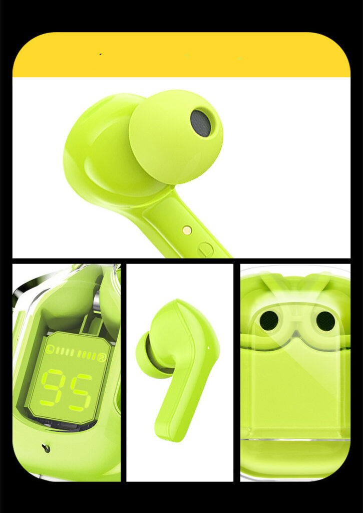 New Mini Transparent Wireless Bluetooth Headset Digital Display ENC Noise Reduction True Wireless Sports Music