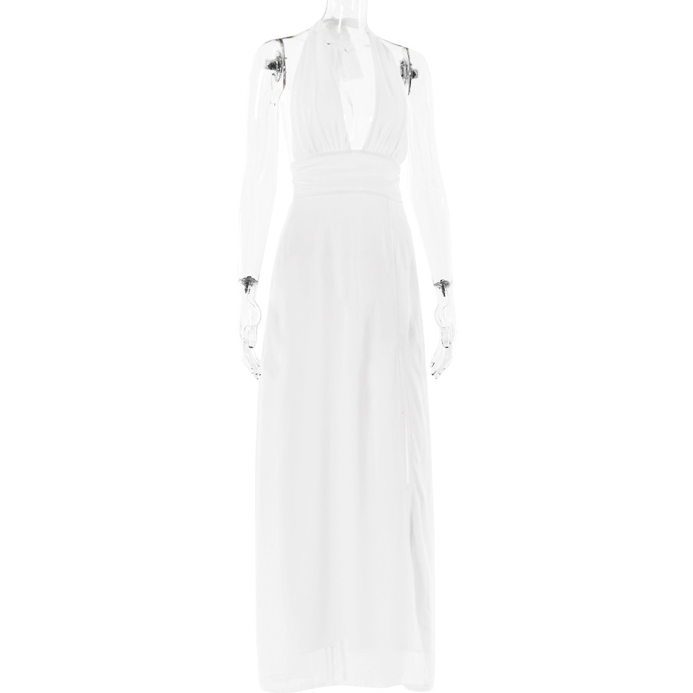 Sexy Halterneck V-neck Slit Dress Summer Backless Strappy Skirt Fashion Temperament Clothing Women - Image 14