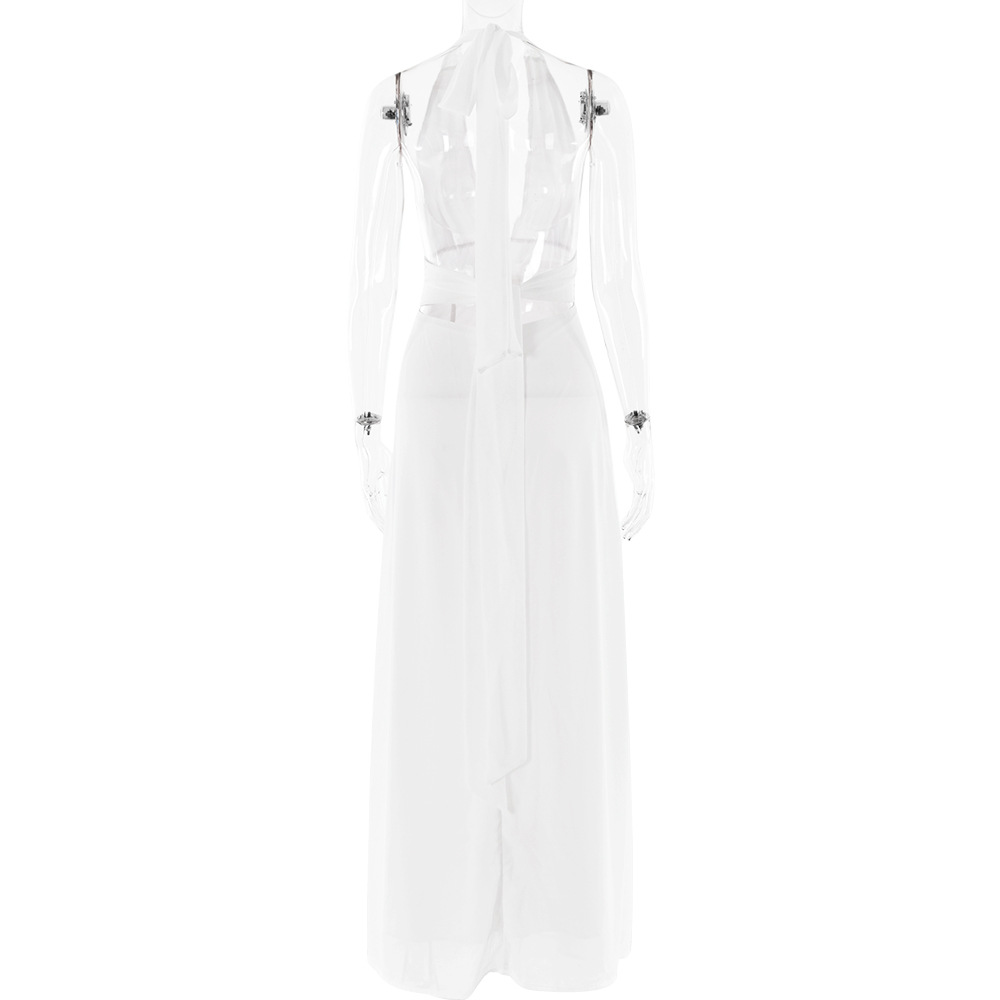 Sexy Halterneck V-neck Slit Dress Summer Backless Strappy Skirt Fashion Temperament Clothing Women - Image 13