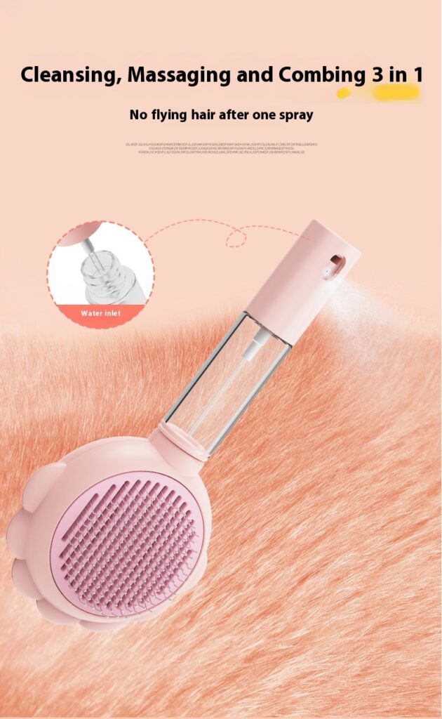 2 In 1 Self Cleaning Dog Brush Comb With Spray Pets Grooming Hair Remover Combs Brush Floating Hair Pet Grooming Brush Pet Products