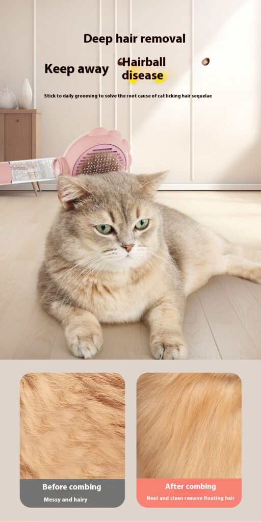 2 In 1 Self Cleaning Dog Brush Comb With Spray Pets Grooming Hair Remover Combs Brush Floating Hair Pet Grooming Brush Pet Products