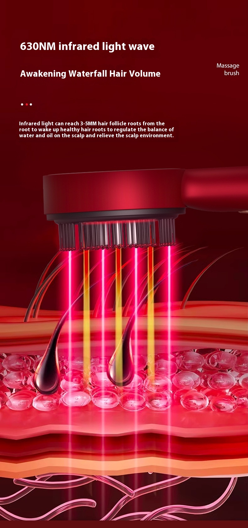 Electric Massage Comb Home Scalp Drain Comb Red Light Anti-slip Hair Care Multi-functional Massage Comb - Image 22