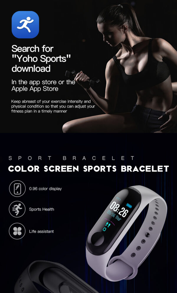 Compatible With , Smart Bracelet Heart Rate And Blood Pressure Exercise Meter Step Information Push Smart Reminder Color Bracelet - Image 11