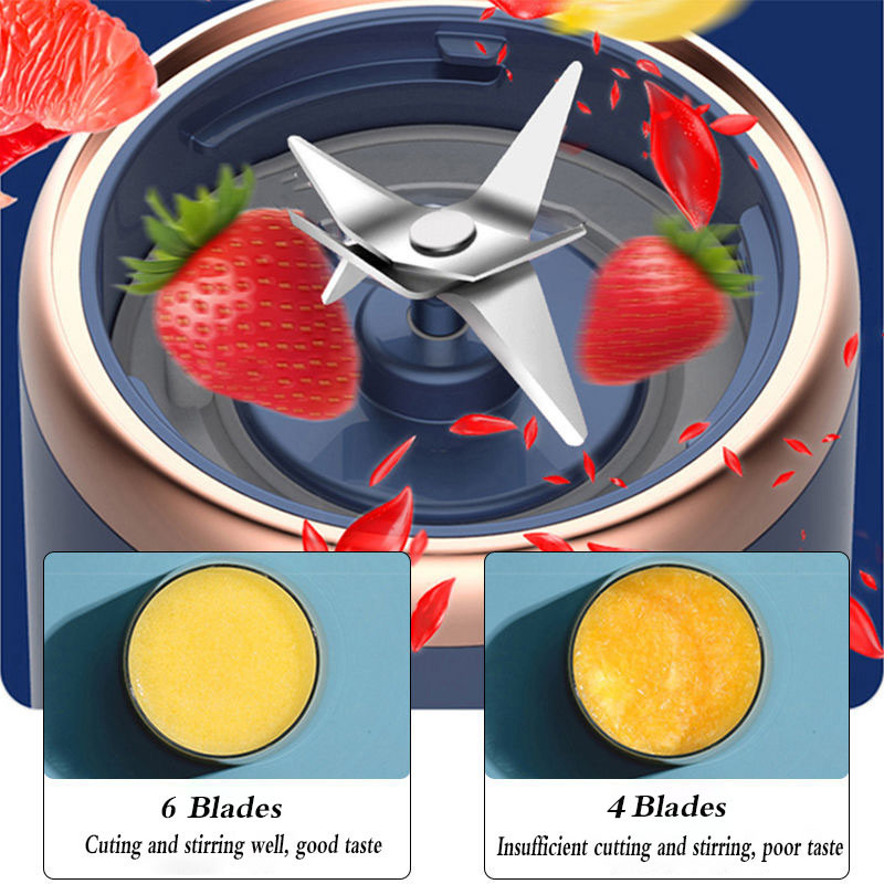 6blade Portable Blender Mini Juicer Cup Extractor Smoothie USB Charging Fruit Squeezer Blender Food Mixer Ice Crusher Portable Juicer Machine - Image 26