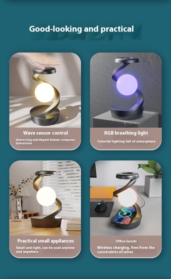 Rotating Moon Desk Lamp With Phone Wireless Charging Sensor Control Table Lamps Decorative Desktop Lamp Small Night Lamp Home Decor - Image 15
