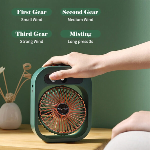 Air Conditioning Fan Desk Misting Fan Air Cooler Cooling USB Rechargeable Humidifier Portable Spray Fan With 3 Wind Speeds Mist Fan For Home - Image 13