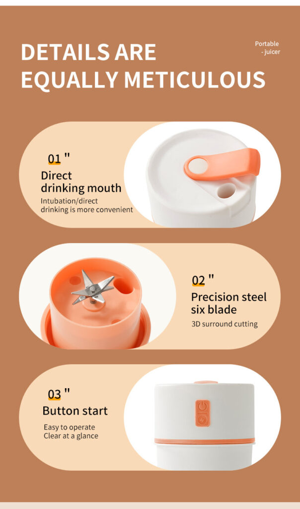 Kitchen Electric Juicer USB Charging Wireless Juices Blender Fruit Orange Mixer Squeezer Machine Ice Crush Cup Food Processor