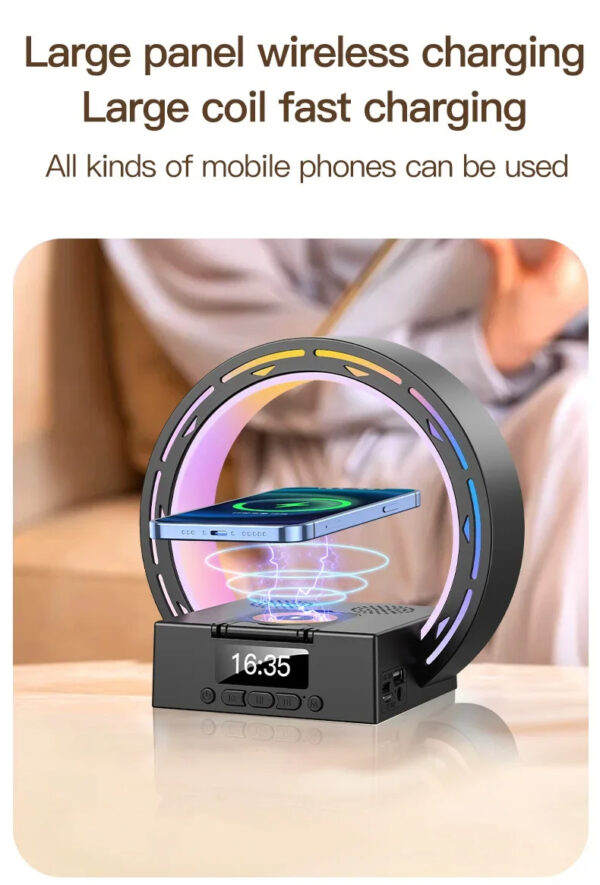 4 In 1 Wireless Bluetooth-compatible Speaker Charging Pad Bedside Lamp With Alarm Clock Wake-Up Light For Bedroom Support USB Drive TF Card - Image 12