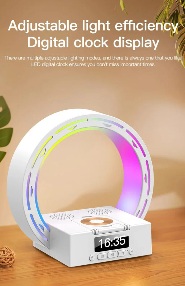 4 In 1 Wireless Bluetooth-compatible Speaker Charging Pad Bedside Lamp With Alarm Clock Wake-Up Light For Bedroom Support USB Drive TF Card - Image 17