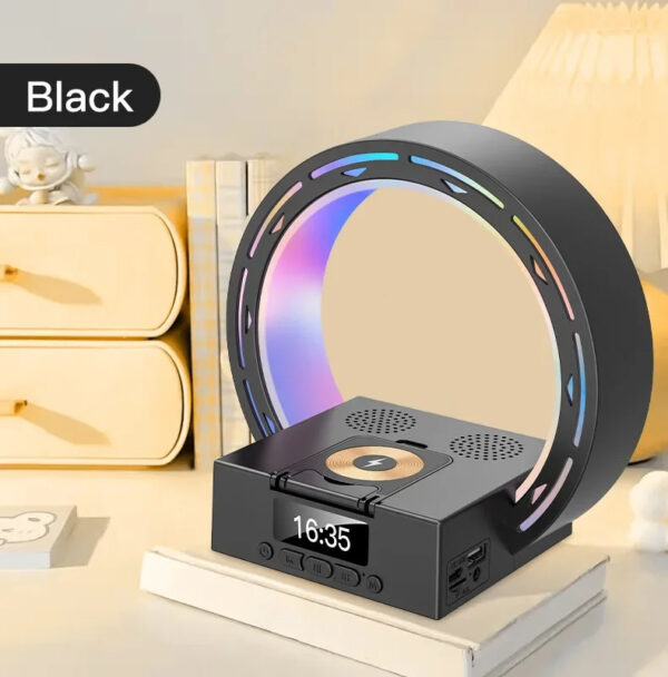 4 In 1 Wireless Bluetooth-compatible Speaker Charging Pad Bedside Lamp With Alarm Clock Wake-Up Light For Bedroom Support USB Drive TF Card - Image 19