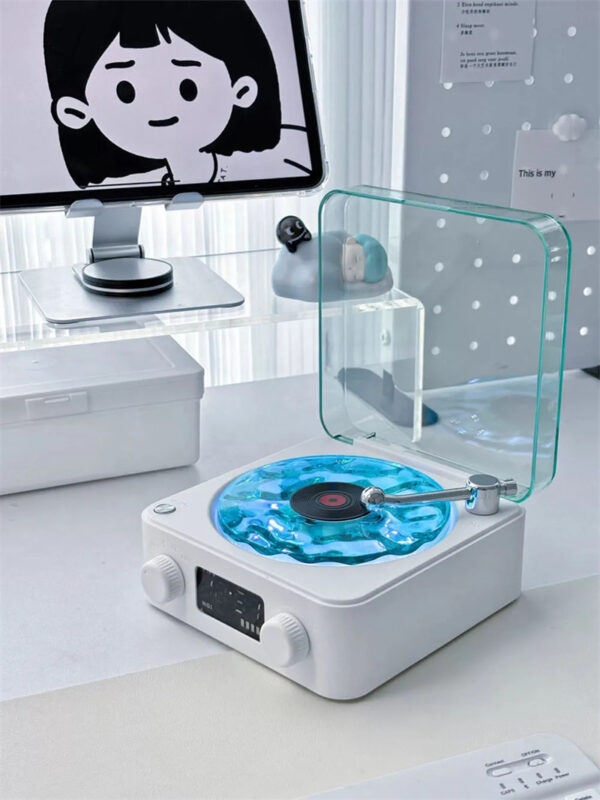 Retro Turntable Speaker Wireless Bluetooth-compatible 5.0 Vinyl Record Player Stereo Sound With White Noise RGB Projection Lamp Effect - Image 12
