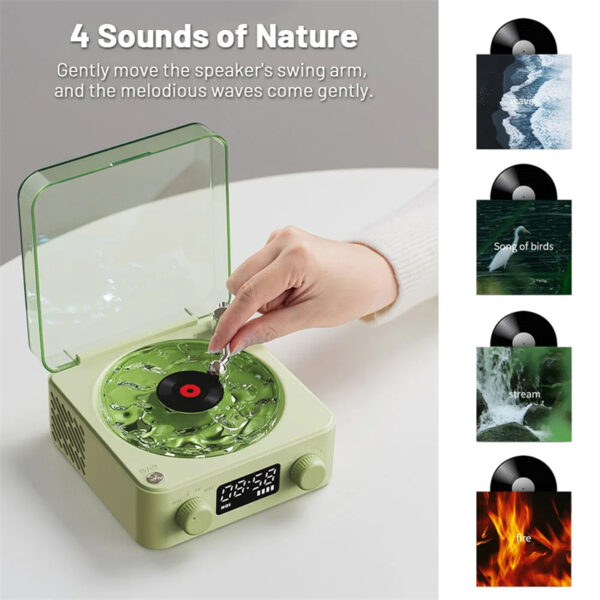 Retro Turntable Speaker Wireless Bluetooth-compatible 5.0 Vinyl Record Player Stereo Sound With White Noise RGB Projection Lamp Effect - Image 13