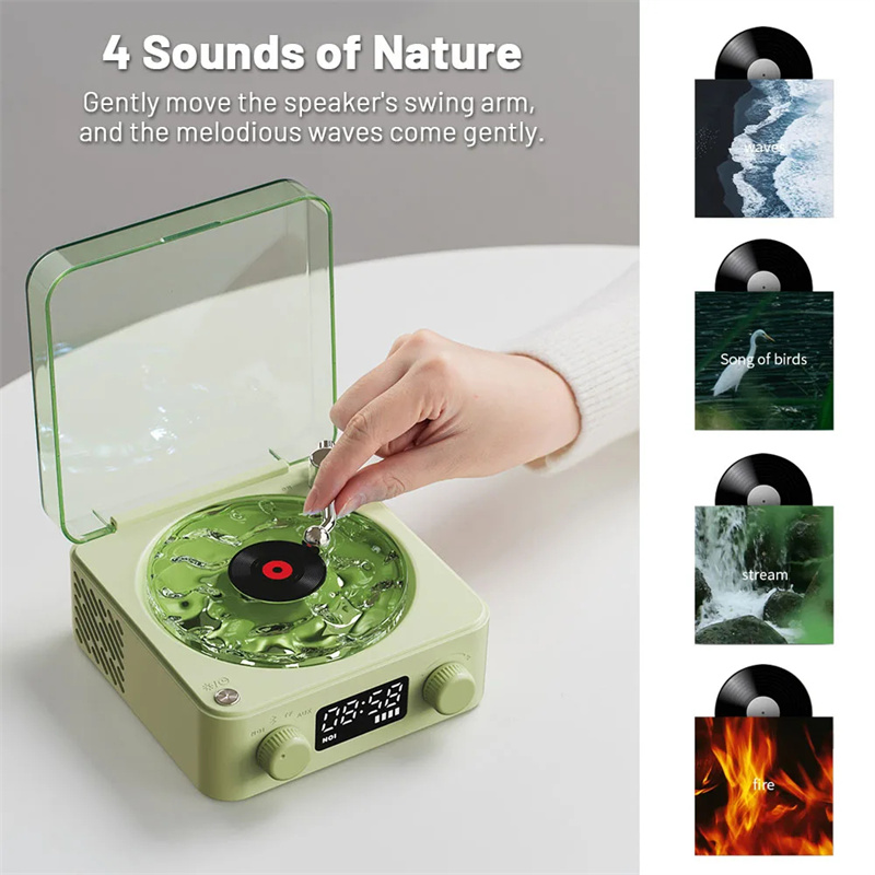 Retro Turntable Speaker Wireless Bluetooth-compatible 5.0 Vinyl Record Player Stereo Sound With White Noise RGB Projection Lamp Effect - Image 13