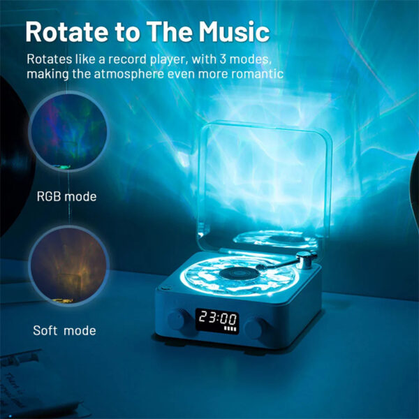 Retro Turntable Speaker Wireless Bluetooth-compatible 5.0 Vinyl Record Player Stereo Sound With White Noise RGB Projection Lamp Effect - Image 14