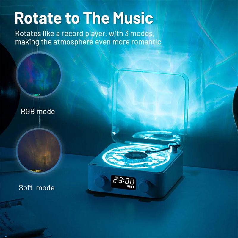 Retro Turntable Speaker Wireless Bluetooth-compatible 5.0 Vinyl Record Player Stereo Sound With White Noise RGB Projection Lamp Effect - Image 14