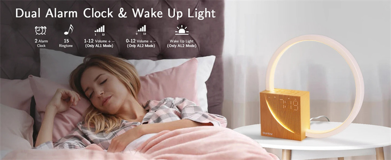 Bedside Lamp Touch Table Lamp With Natural Sounds, Desk Lamp With Alarm Clock, Touch Control 3 Levels Brightness Home Decor - Image 12