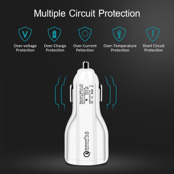 Quick Charge 3.0 Car Charger For Mobile Phone Dual Usb Car Charger Qualcomm Qc 3.0 Fast Charging Adapter Mini Usb Car Charger - Image 4