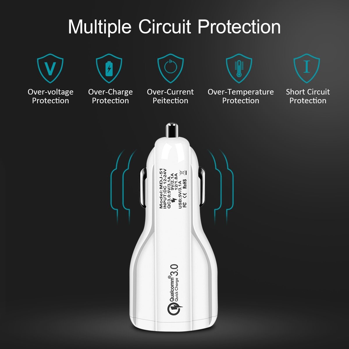 Quick Charge 3.0 Car Charger For Mobile Phone Dual Usb Car Charger Qualcomm Qc 3.0 Fast Charging Adapter Mini Usb Car Charger - Image 4