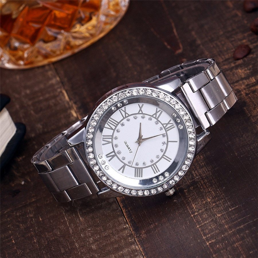 Vansvar Brand Rose Gold Watch Luxury Women Dress Rhinestone Quartz Watch Casual Women Stainless Steel Wristwatches Female Clock - Image 4