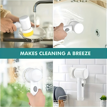 1pc Electric Spin Cleaning Brush,USB Rechargeable Handheld Kitch Cleaner Coldless Rotary Brush, Power Brush Bathroom Rechargeable Brush, Automatic Rotary Power Cleaning Brush For Cleaning - Image 2