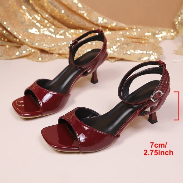 Women's Square Toe Single Buckle Strap Elegant Sandals - Image 4