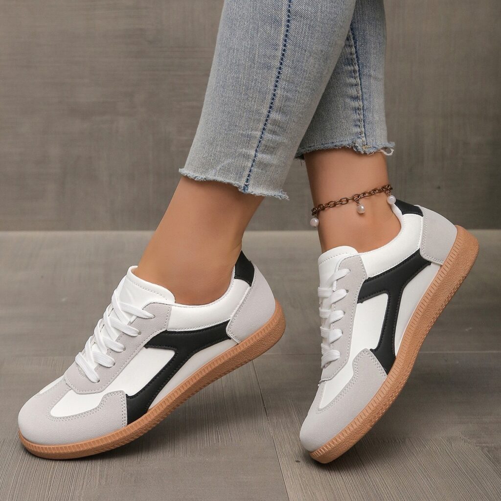 European And American-style Retro Color-Block Sneakers