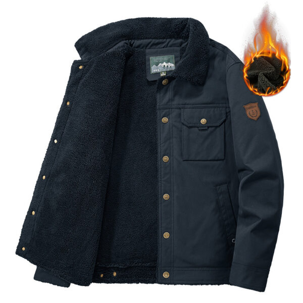Washed Jacket For Men Fleece-lined And Thickened Lambswool Casual Style - Image 37