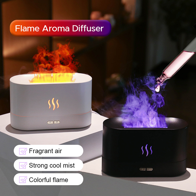 Best Selling USB Ultrasonic Flame Humidifier Led RGB Colorful Essential Oil Fire Flame Aroma Diffuser - Image 1
