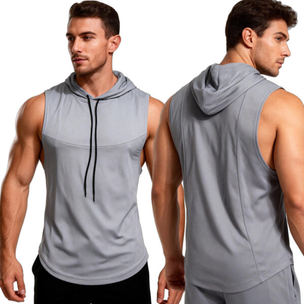 Men's High-Elastic Breathable Fitness Vest With Hood - Image 4