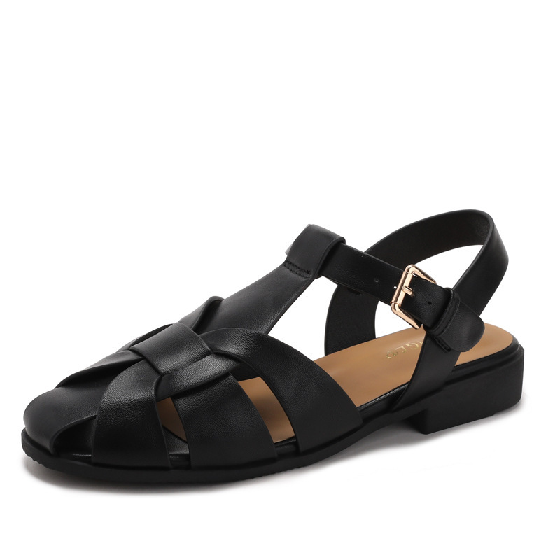Baotou Woven Piggyback Strap Vintage Sandals New Style - Image 32