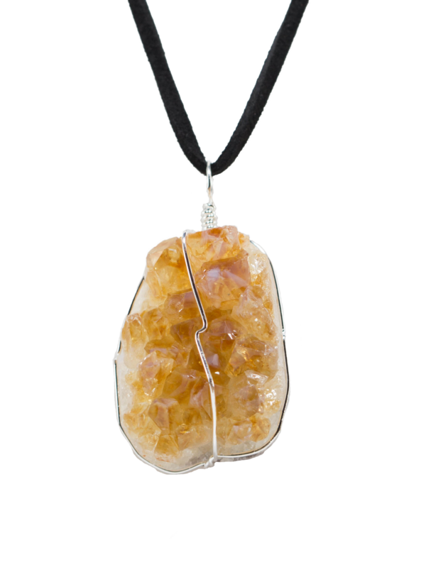 Druse Crystal Pendant on Leather Necklace - Image 6