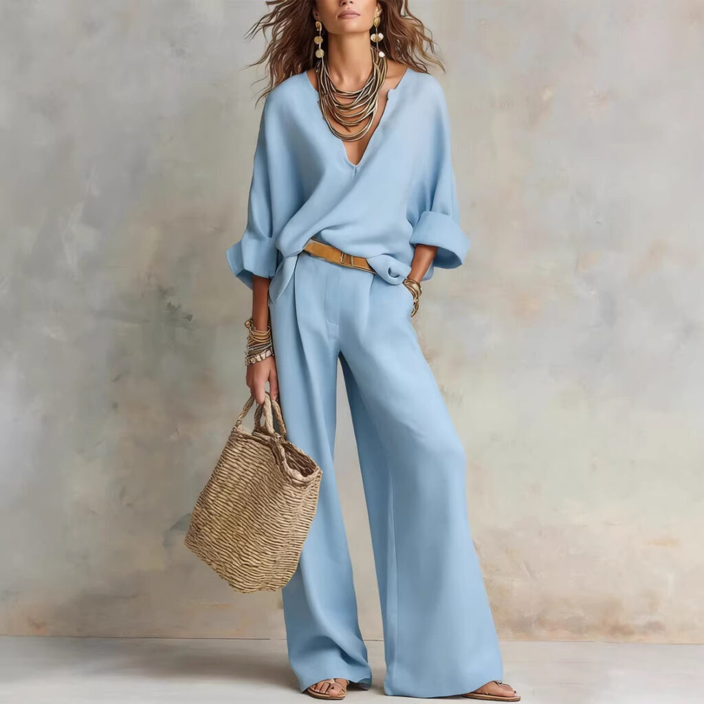 Fashionable Casual Linen Loose Vacation Set