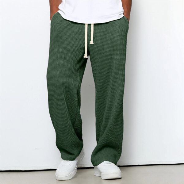 Mens Relaxed-fit Waffle-knit Wide-leg Athleisure Pants - Image 33