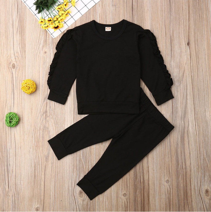 Newborn Baby Boys Girls Ruffles Jumper Solid Long Sleeve Sweatshirt Tops Pants Infant Kids 2Pcs Outfits Clothes Set Fall Clothes - Image 12