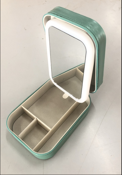 Makeup Storage Box With LED Light Mirror Portable Travel Makeup Cosmetics Storage Box Touch Light Storage Organizer - Image 10