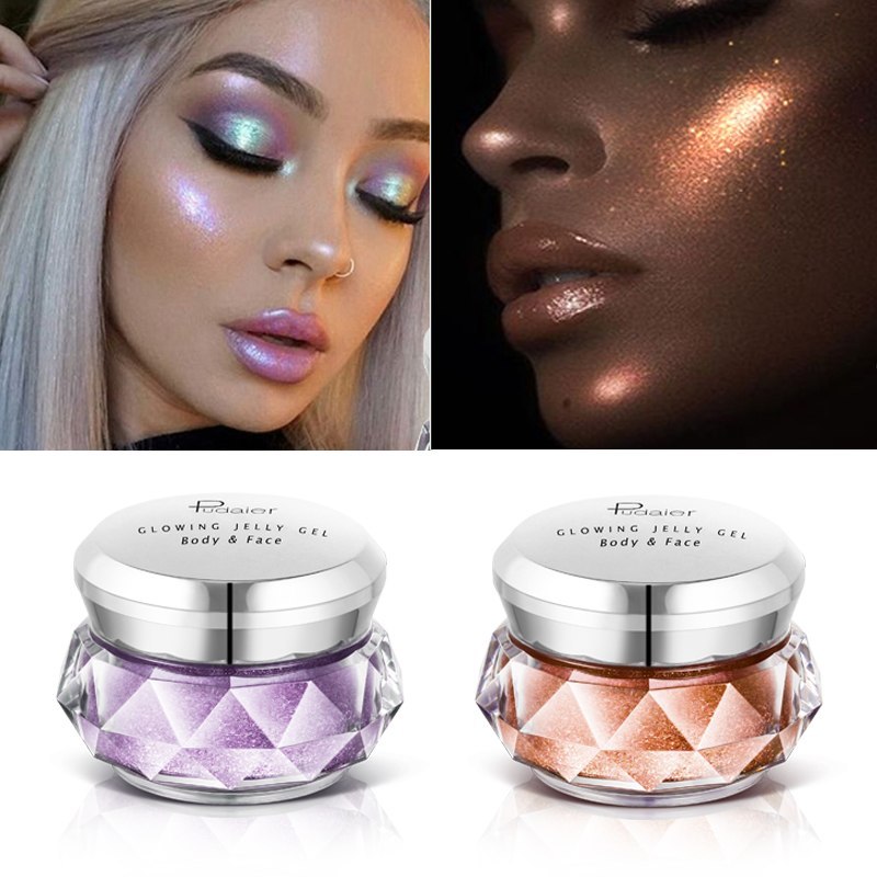 Face Highlighter Jelly Gel Mermaid Eyeshadow Glow Body Glitter Festival Makeup Iluminador Gold Liquid Highlighter Bronzer - Image 1