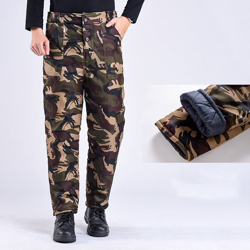 Winter Thickened Fleece Lined Camouflage Cotton Padded Jacket For Men - Image 43