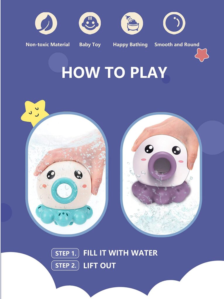 Octopus Fountain Bath Toy Water Jet Rotating Shower Bathroom Toy Summer Water Toys Sprinkler Beach Toys Kids Water Toys
