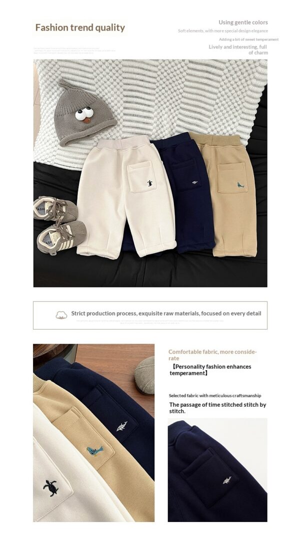 Fleece-lined Embroidered Thickened Casual Warm Pants - Image 10