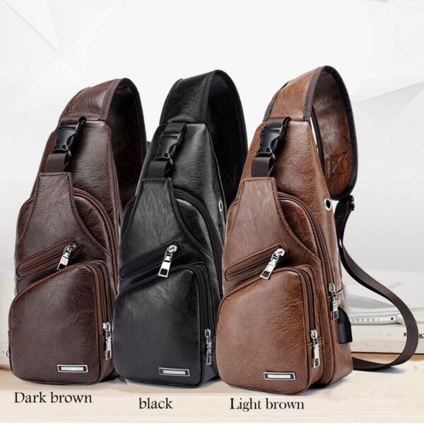 Men USB Charging Bag Men Chest Bag For Custom PU PVC Shoulder Bag Diagonal Package Messenger Travel Bag Cross Body Bags - Image 1