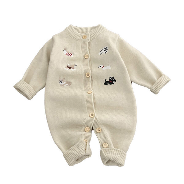 Embroidered Knitted Sweater Straight-leg Pants And A Romper - Image 9