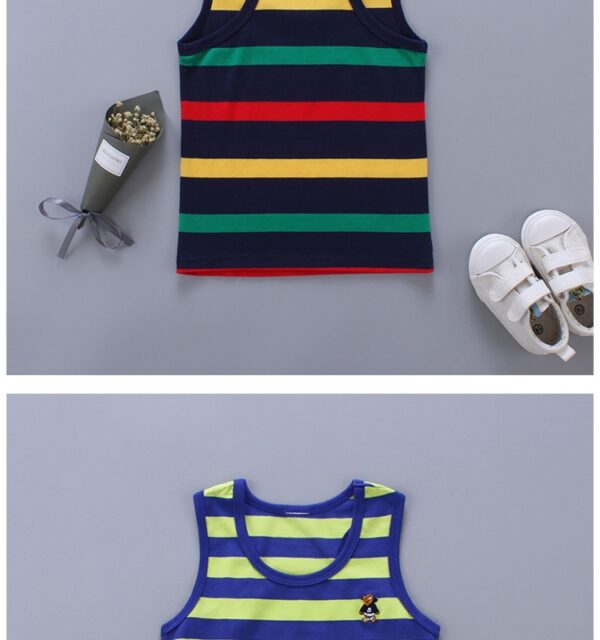 Breathable Cotton Striped Sleeveless Kids Vest - Image 12
