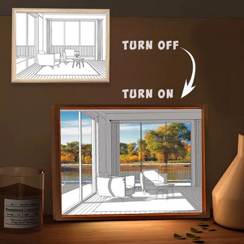 Illuminated Picture LED Decorative Light Painting Bedside Picture Style Creative Modern Simulate Sunshine Drawing Night Light Gift - Image 1