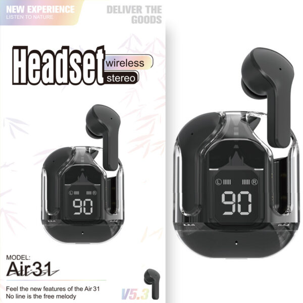 New Mini Transparent Wireless Bluetooth Headset Digital Display ENC Noise Reduction True Wireless Sports Music - Image 17