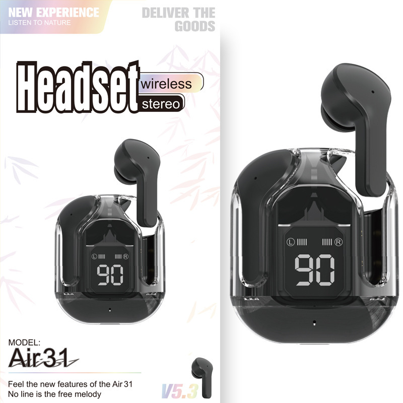 New Mini Transparent Wireless Bluetooth Headset Digital Display ENC Noise Reduction True Wireless Sports Music - Image 17