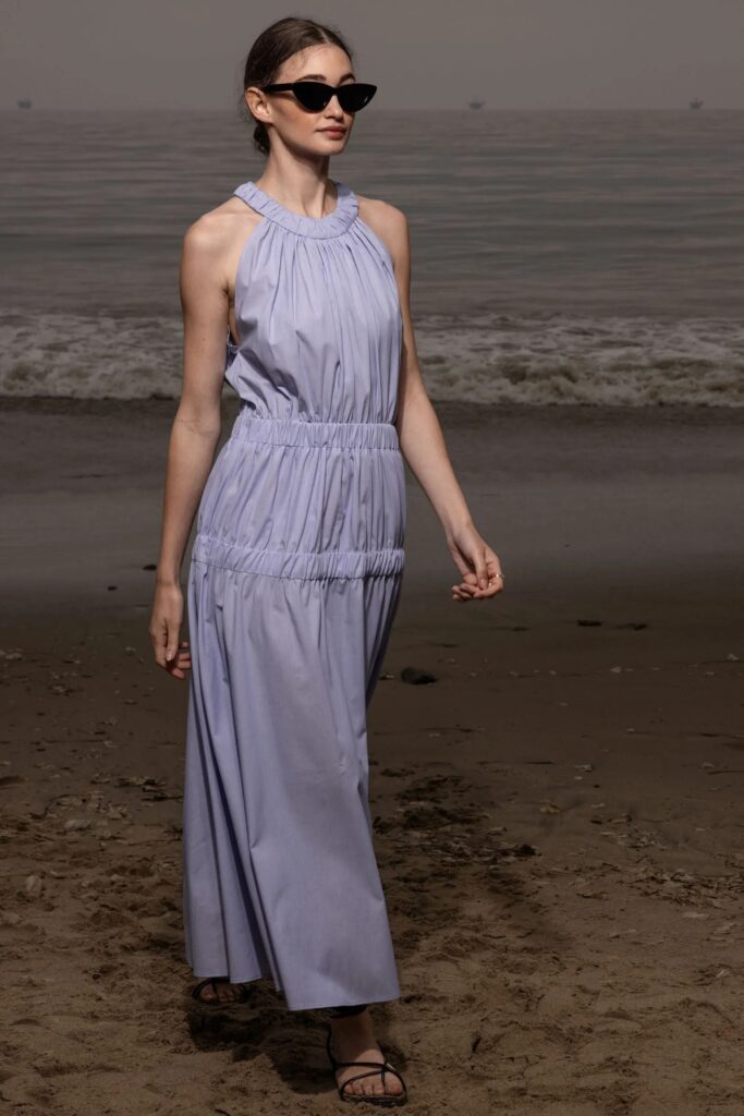 Womens Soft And Sweet Sleeveless Halterneck Casual Dress