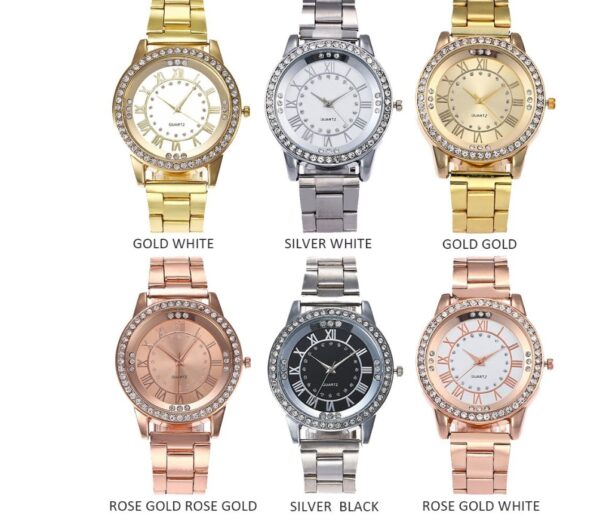 Vansvar Brand Rose Gold Watch Luxury Women Dress Rhinestone Quartz Watch Casual Women Stainless Steel Wristwatches Female Clock - Image 2