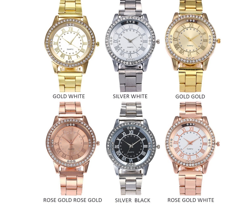 Vansvar Brand Rose Gold Watch Luxury Women Dress Rhinestone Quartz Watch Casual Women Stainless Steel Wristwatches Female Clock - Image 2